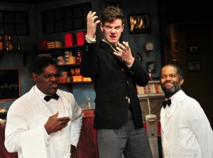 Johnny Lee Davenport (as Sam), Peter Mark Kendall (as Hally), and Anthony Gills, Jr. (as Willie) on the Gloucester Stage in the IRNE Award-Winning Play "'Master Harold' . . . and the boys." (PHOTO: Gary Ng) 