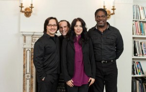 With castmates Ted Hewlett and Jeremiah Kissel and playwright Theresia Walser (PHOTO: QFoto)