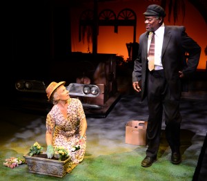 As Daisy (Lindsay Crouse) tends to her husband's grave, Hoke admits to her that he can't read. (PHOTO: Gary Ng)